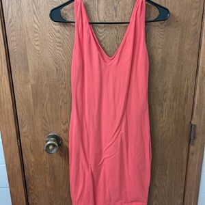 Coral Sleeveless V-Neck Dress